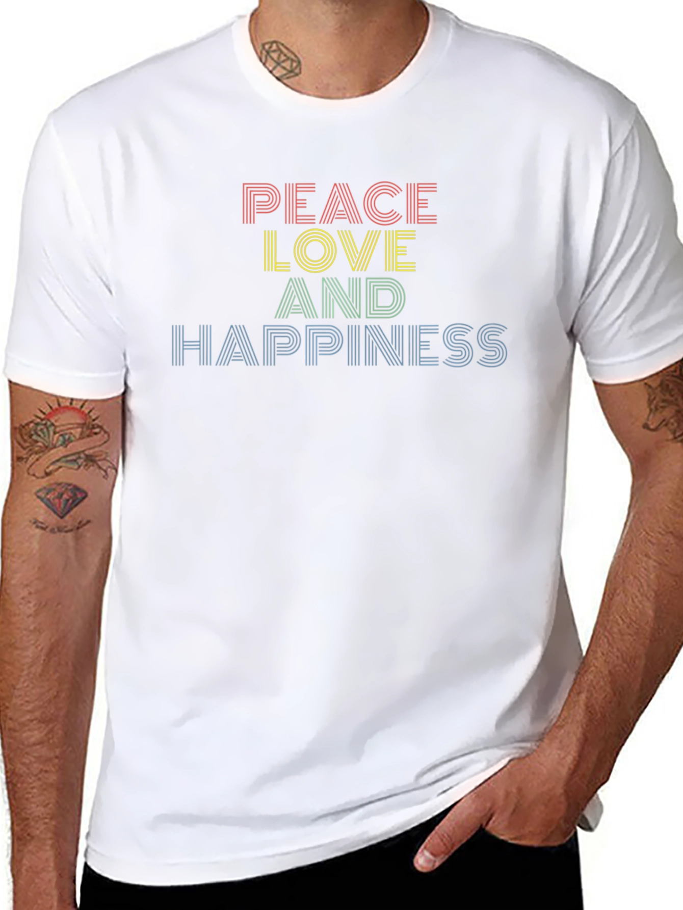 Peace Love Happiness Retro Graphic Tee