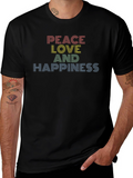 Peace Love Happiness Retro Graphic Tee