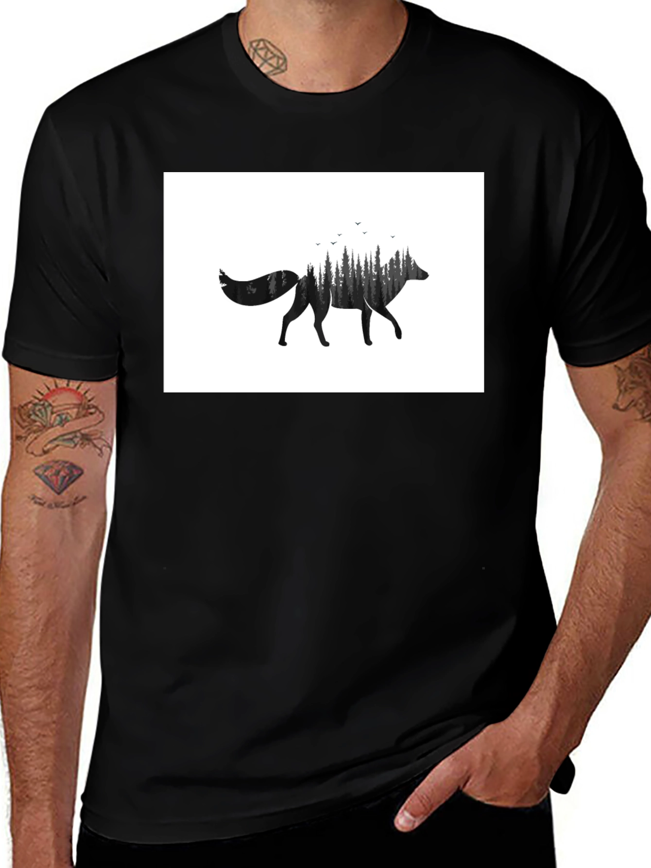 Wolf Forest Graphic Tee - Black