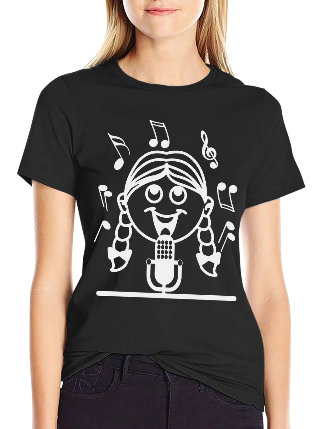 Karaoke Kid Graphic Tee - Black Cotton T-Shirt