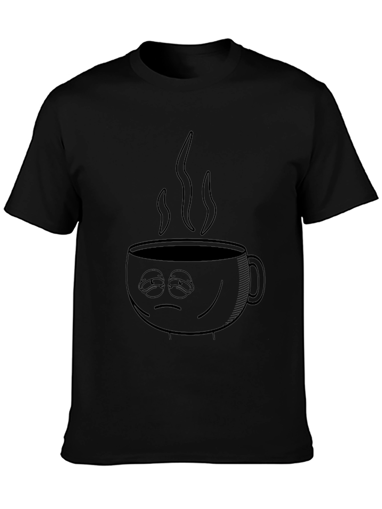 Sleepy Coffee Cup Graphic Tee - Black