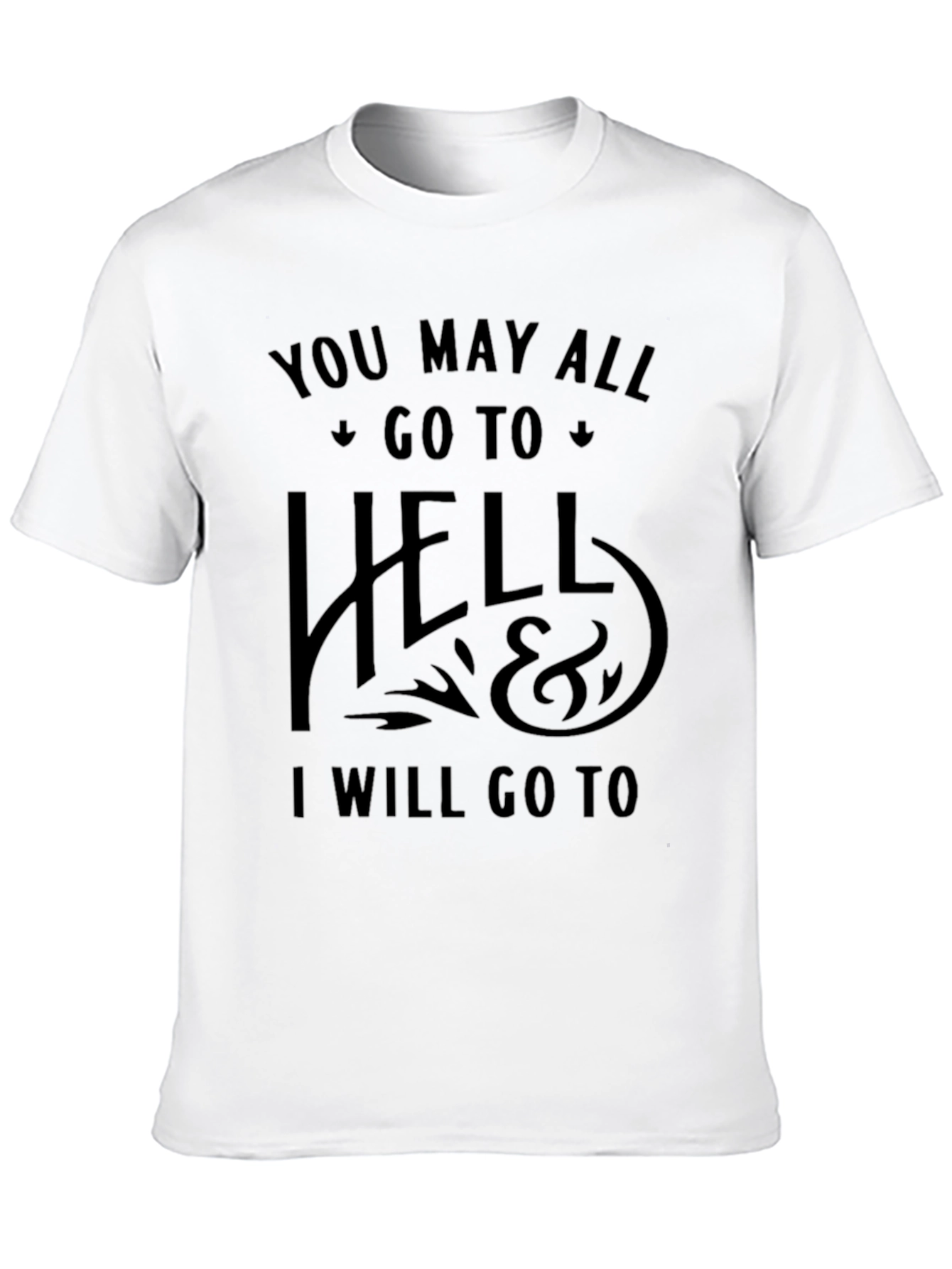 Humorous Go To Hell Black Graphic Tee