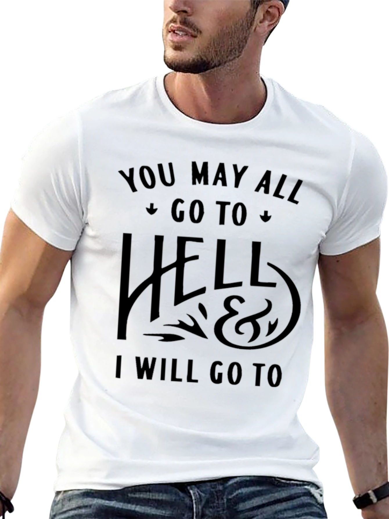 Humorous Go To Hell Black Graphic Tee