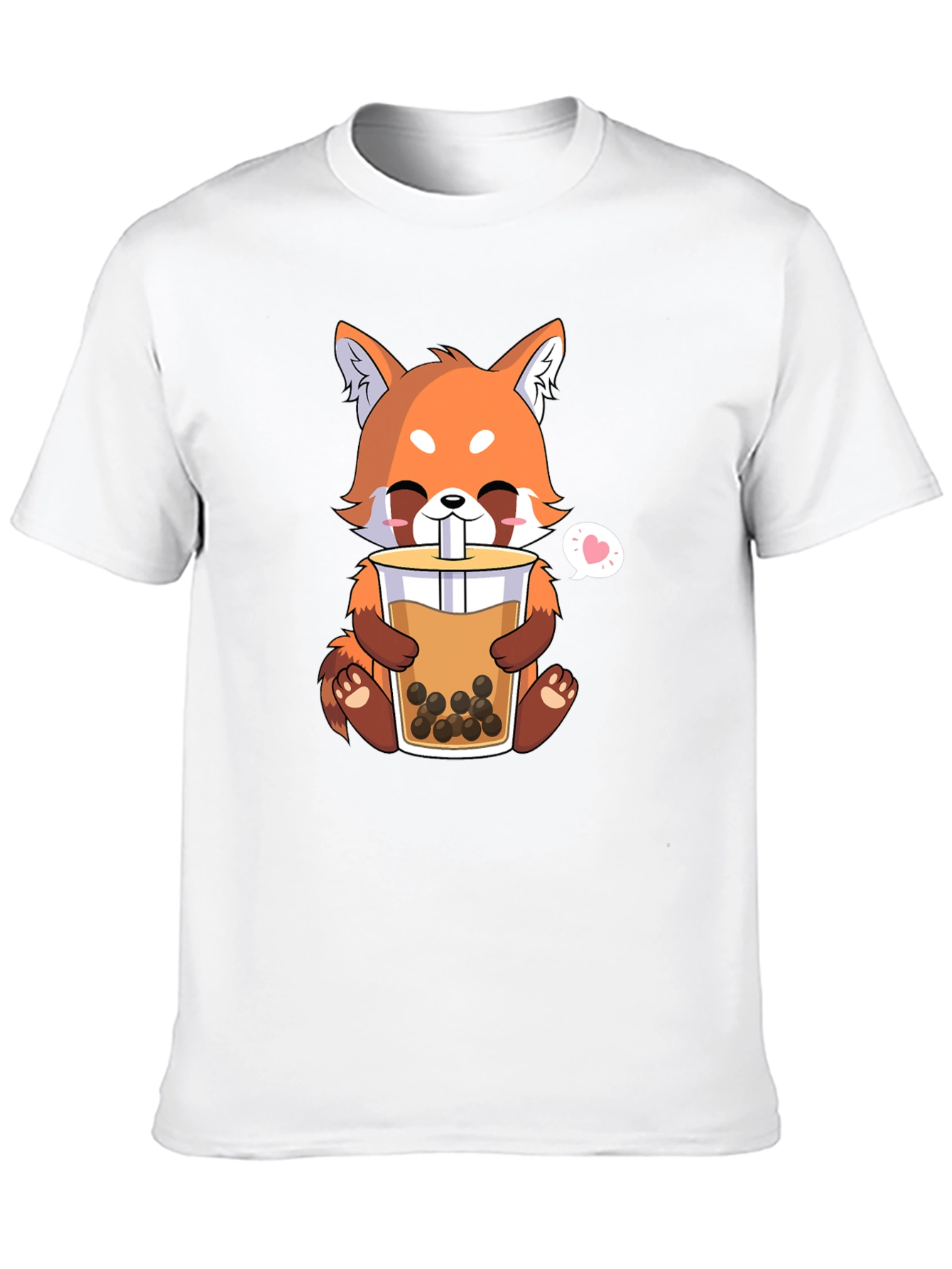 Cute Red Panda Bubble Tea Graphic T-Shirt