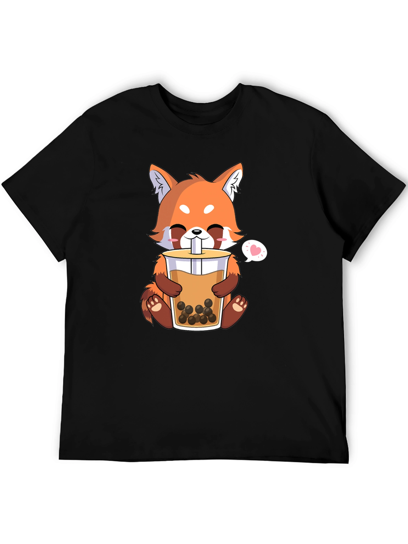 Cute Red Panda Bubble Tea Graphic T-Shirt