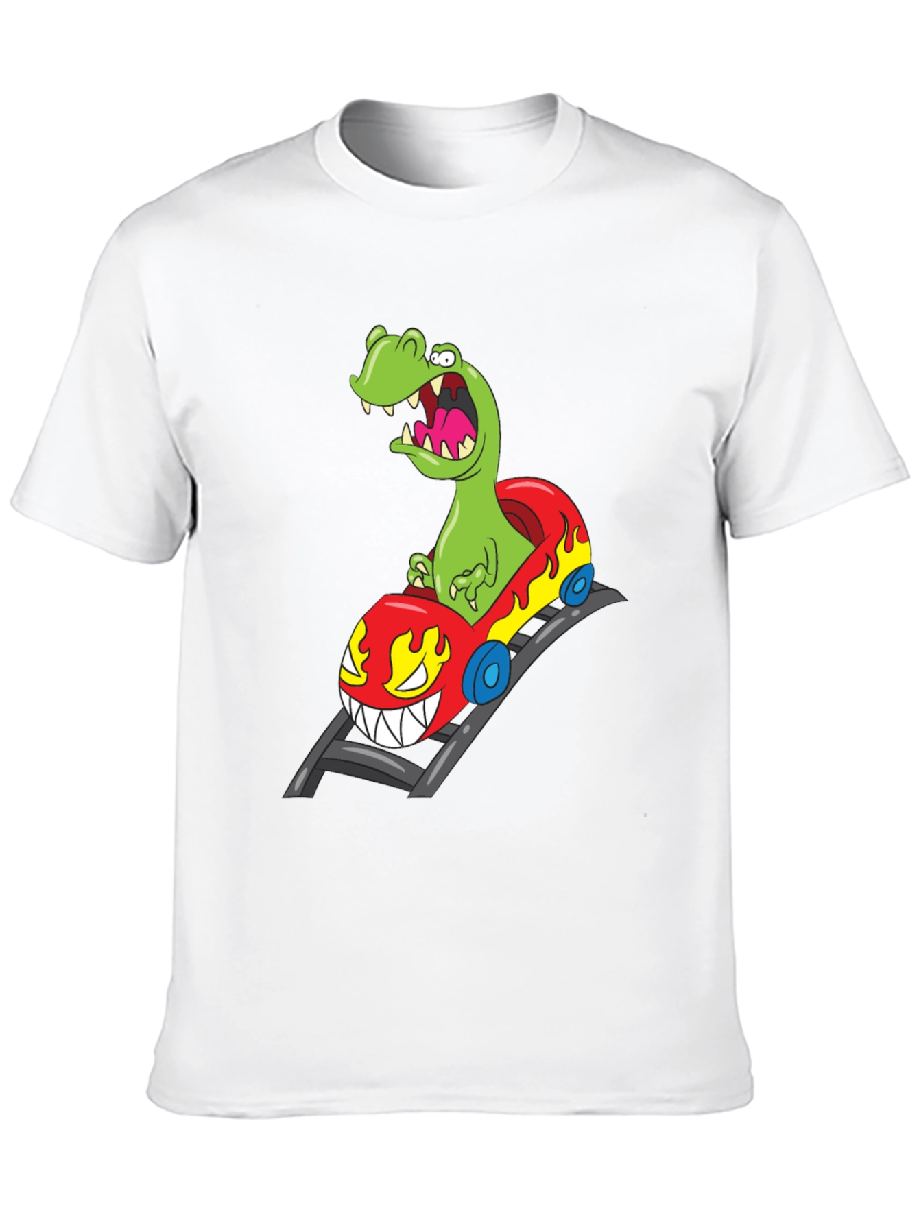 Dino Roller Coaster Graphic Tee - Black Cotton Shirt