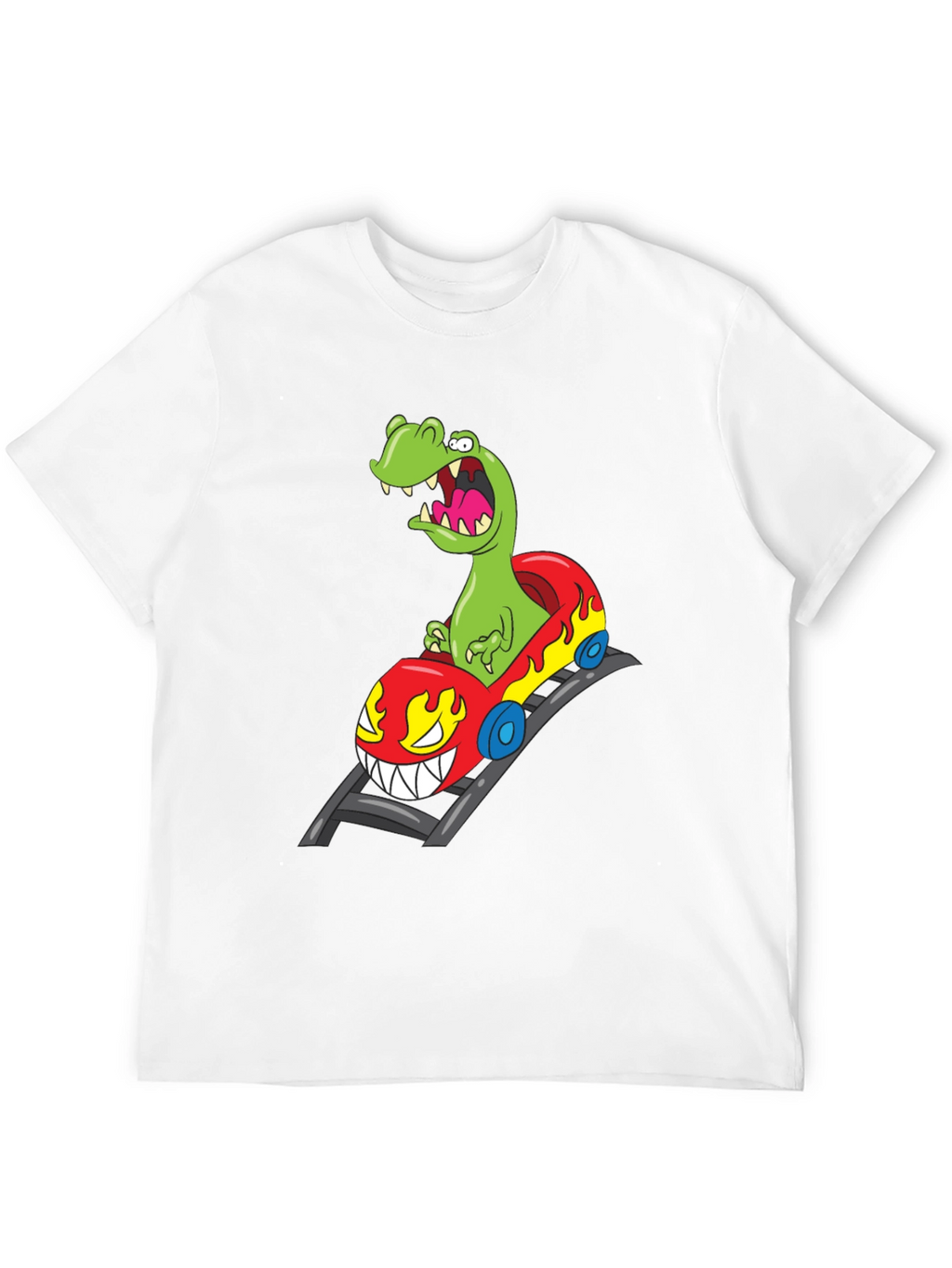 Dino Roller Coaster Graphic Tee - Black Cotton Shirt