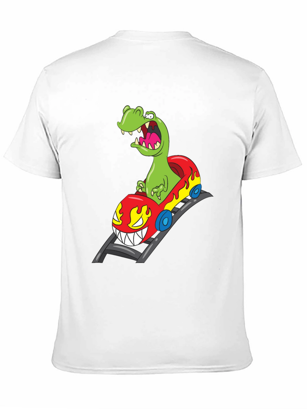 Dino Roller Coaster Graphic Tee - Black Cotton Shirt