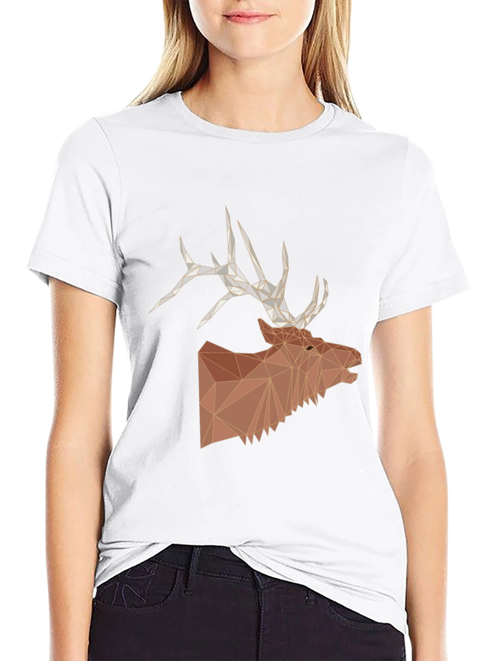 Geometric Elk Head Graphic T-Shirt