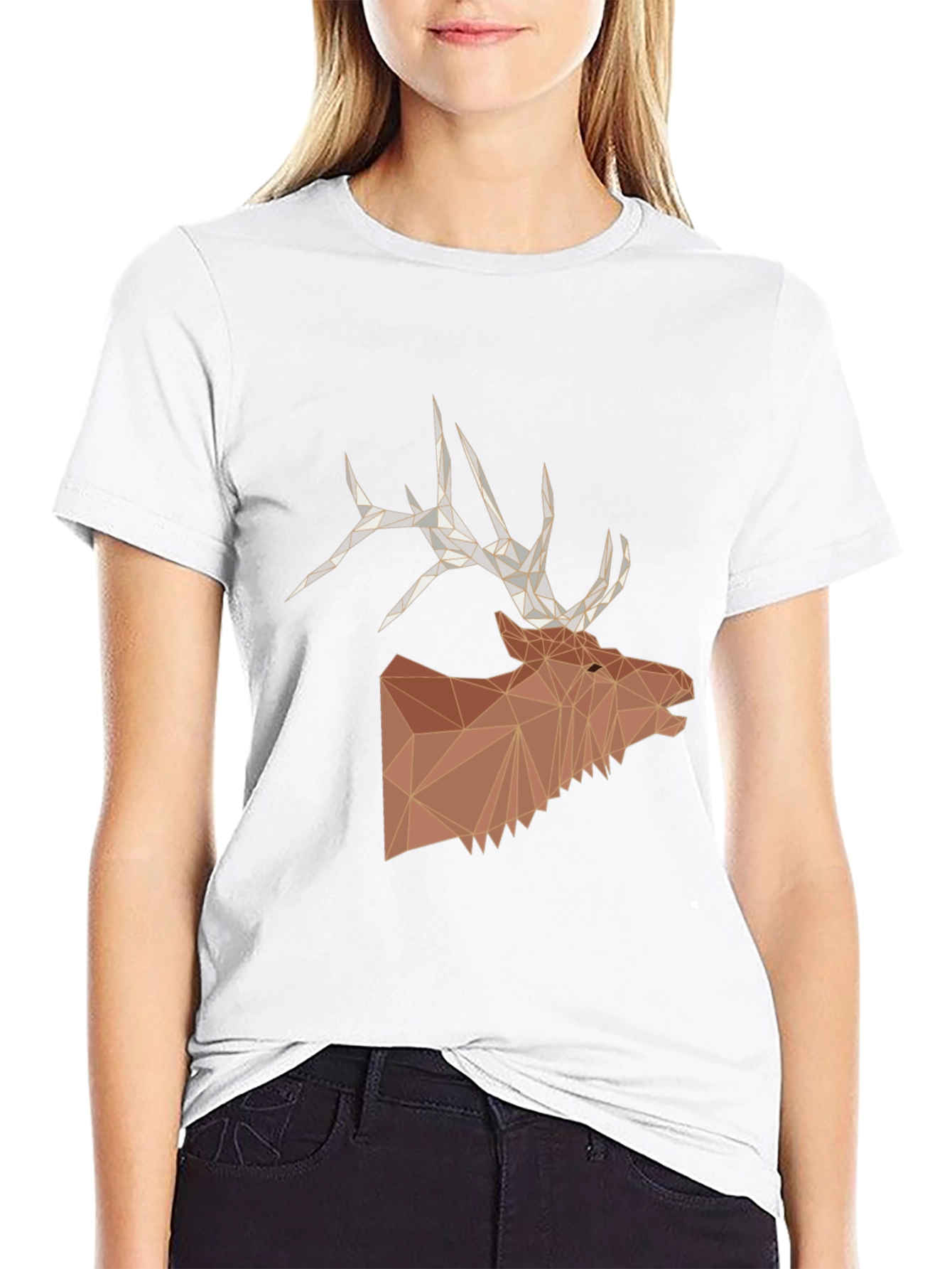 Geometric Elk Head Graphic T-Shirt