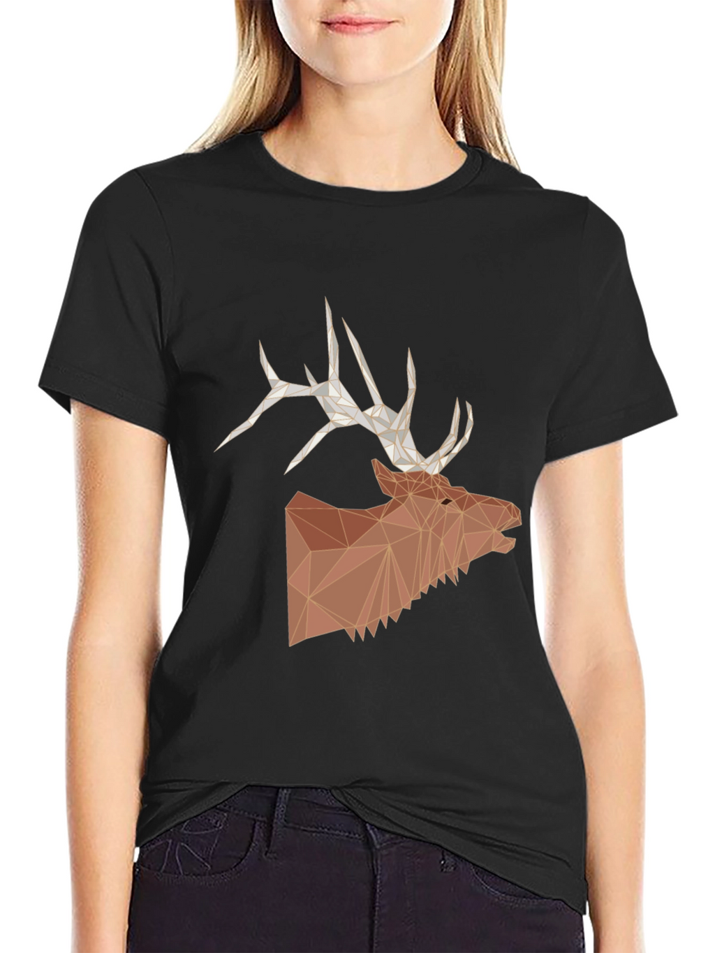 Geometric Elk Head Graphic T-Shirt