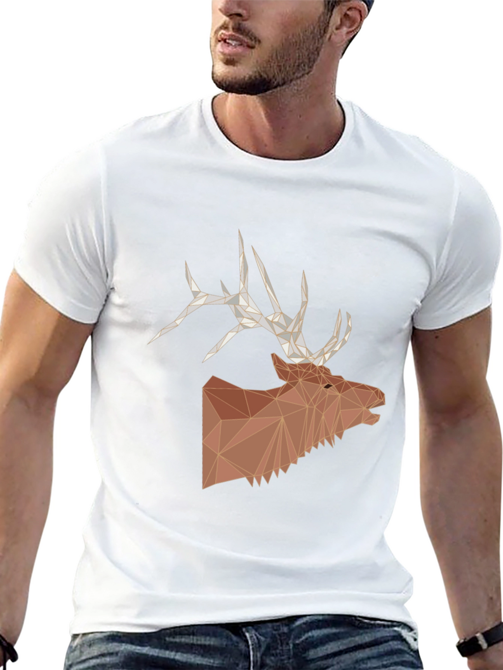 Geometric Elk Head Graphic T-Shirt