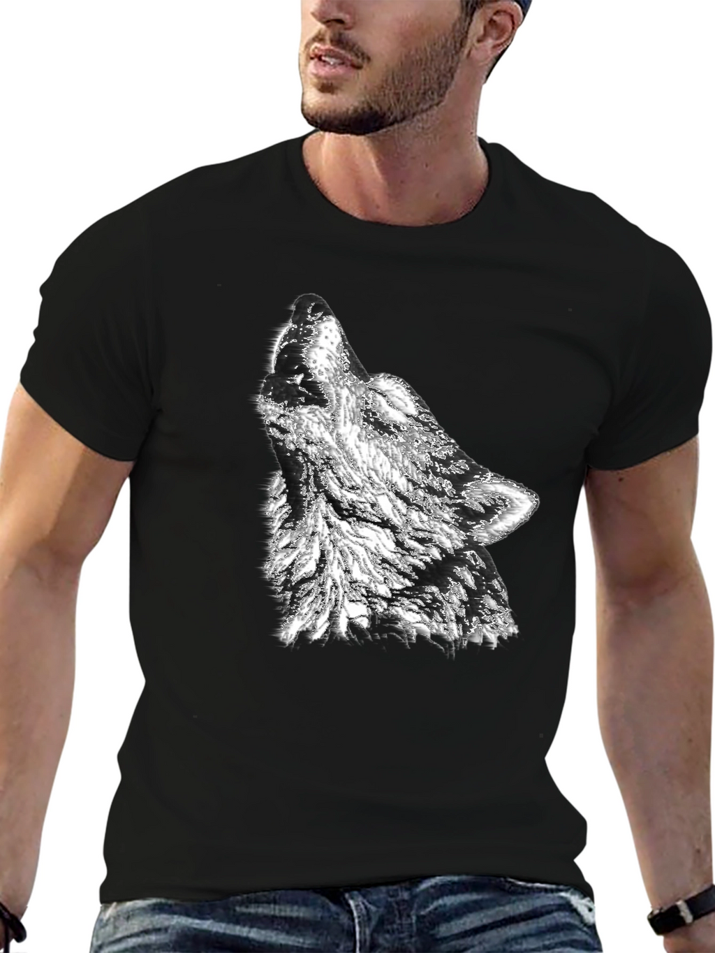 Black Wolf Graphic Print Tee