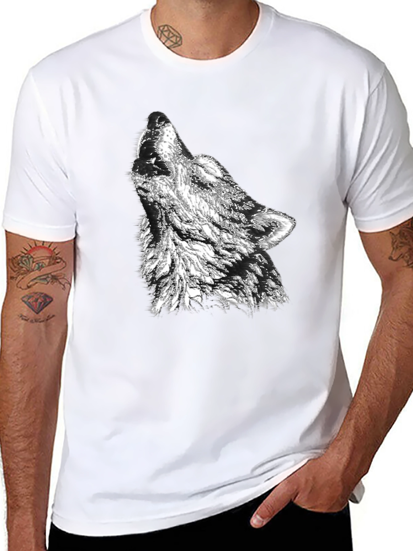 Black Wolf Graphic Print Tee