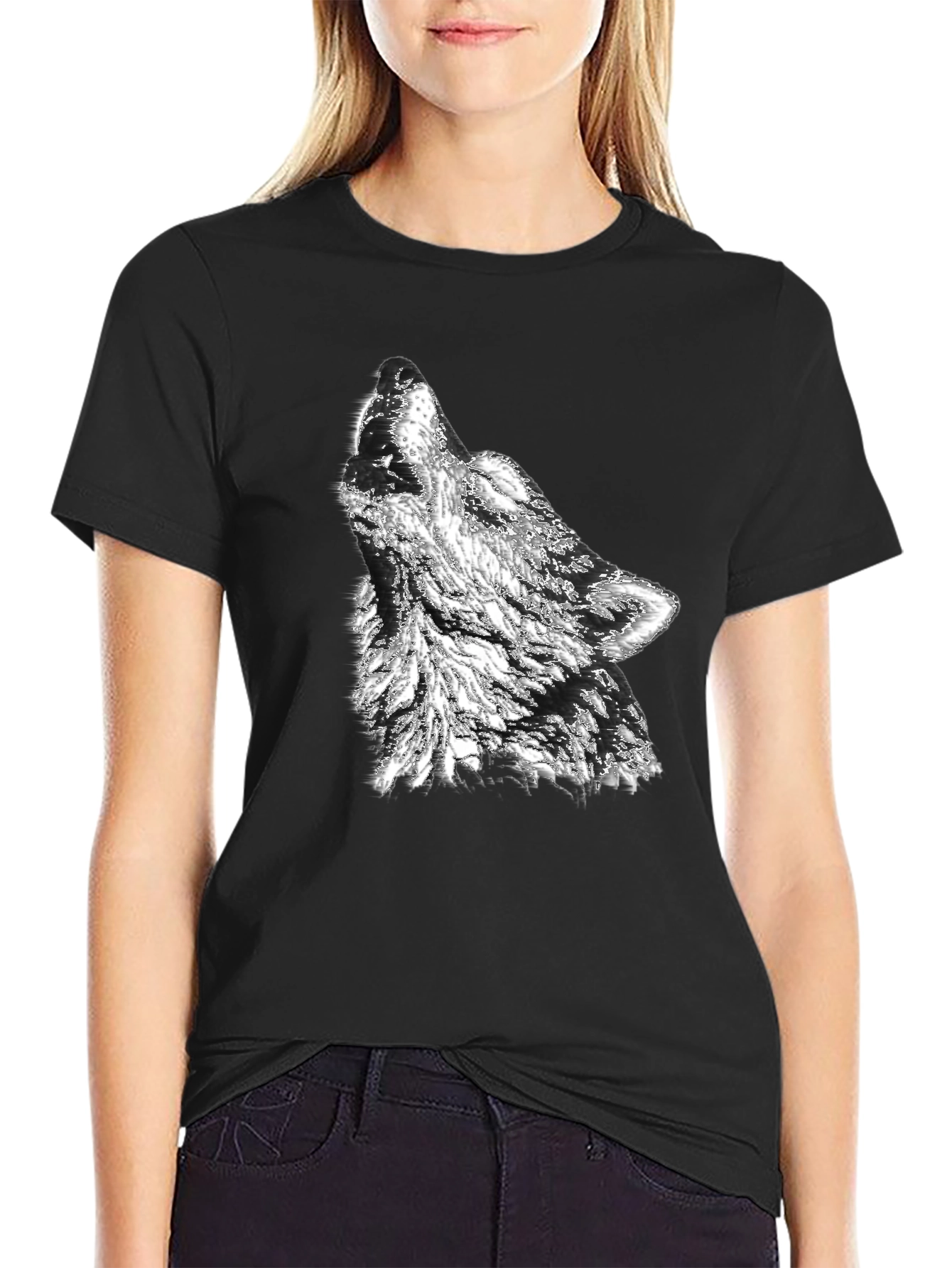 Black Wolf Graphic Print Tee