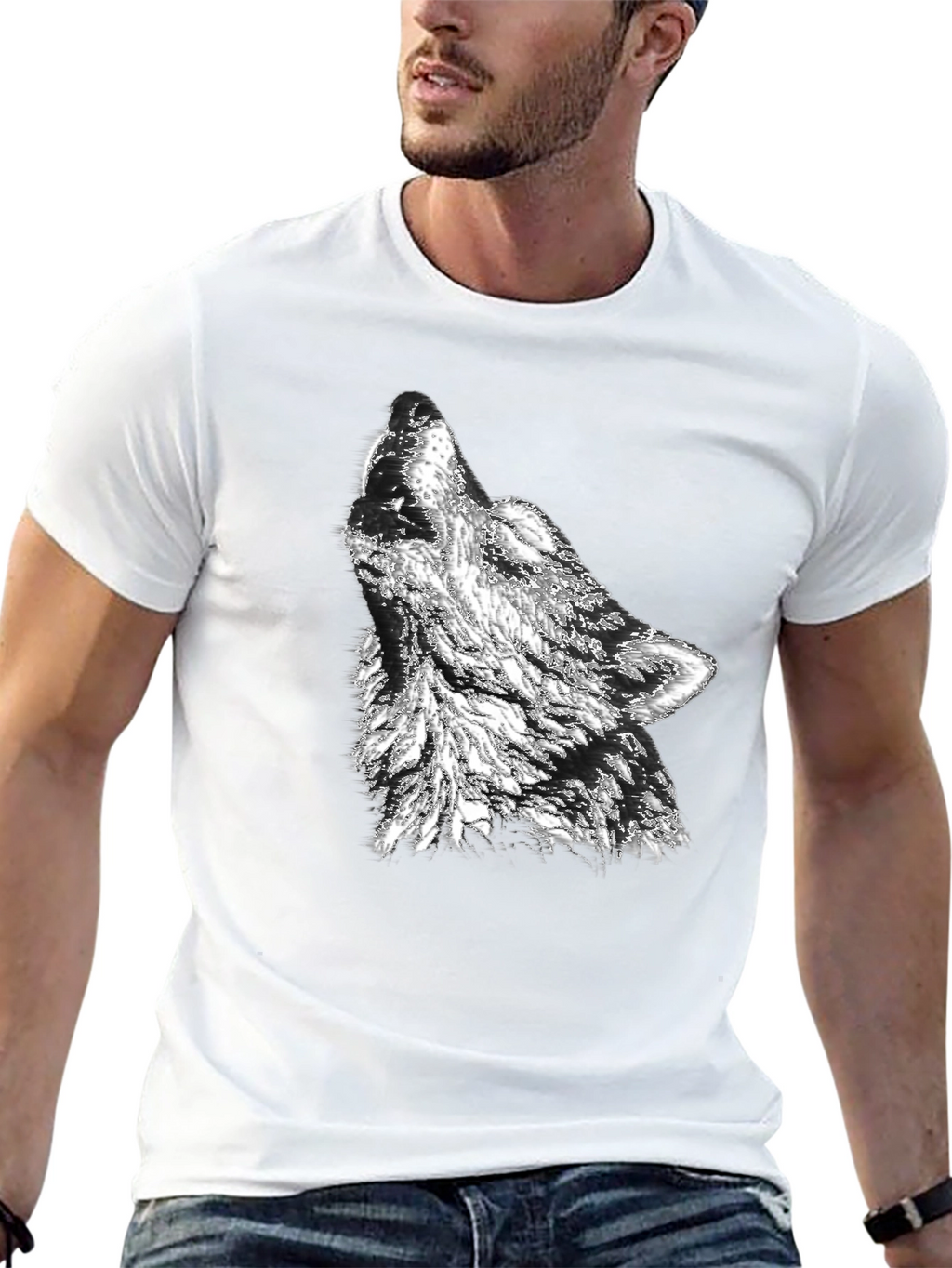 Black Wolf Graphic Print Tee
