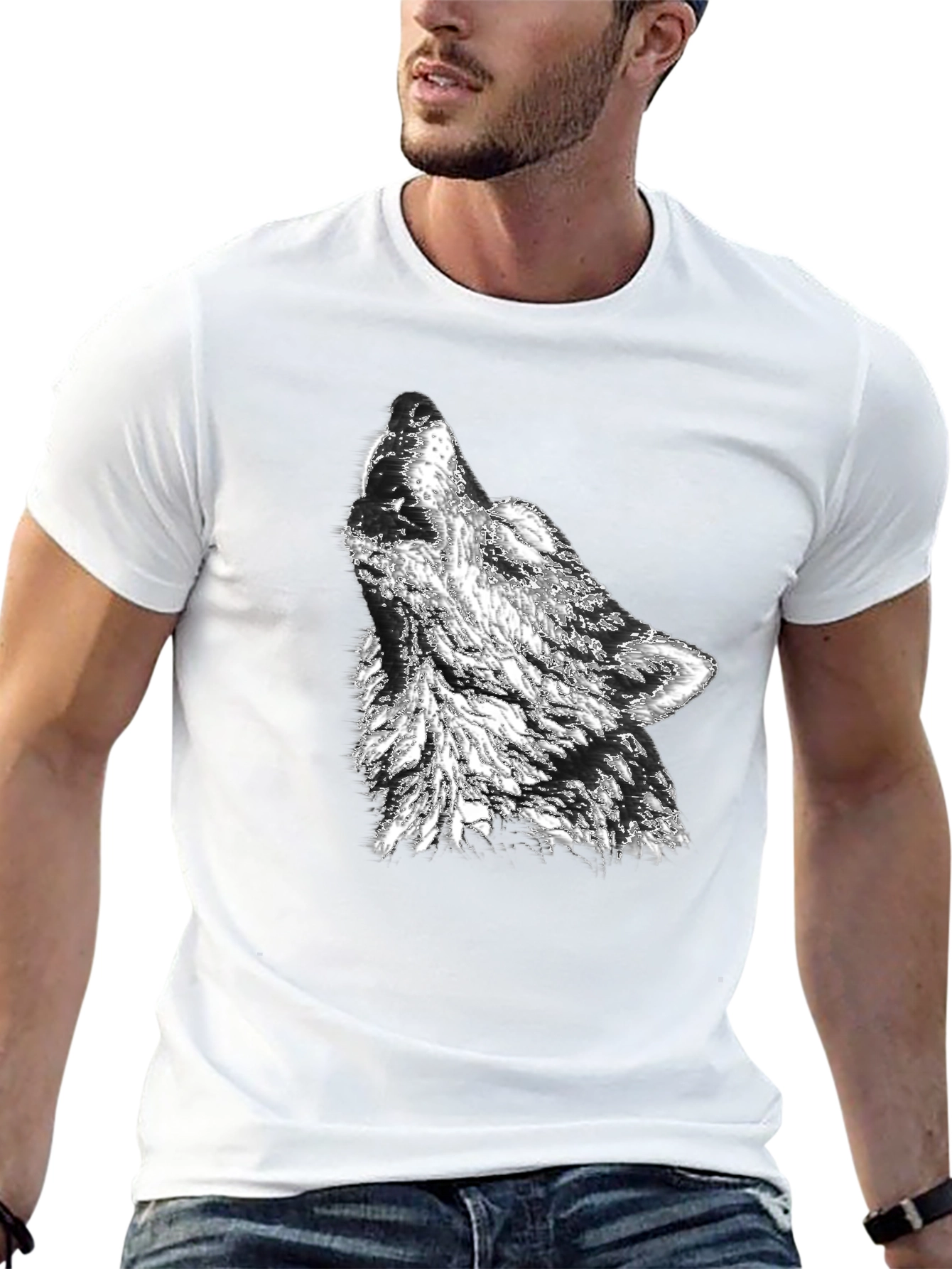 Black Wolf Graphic Print Tee