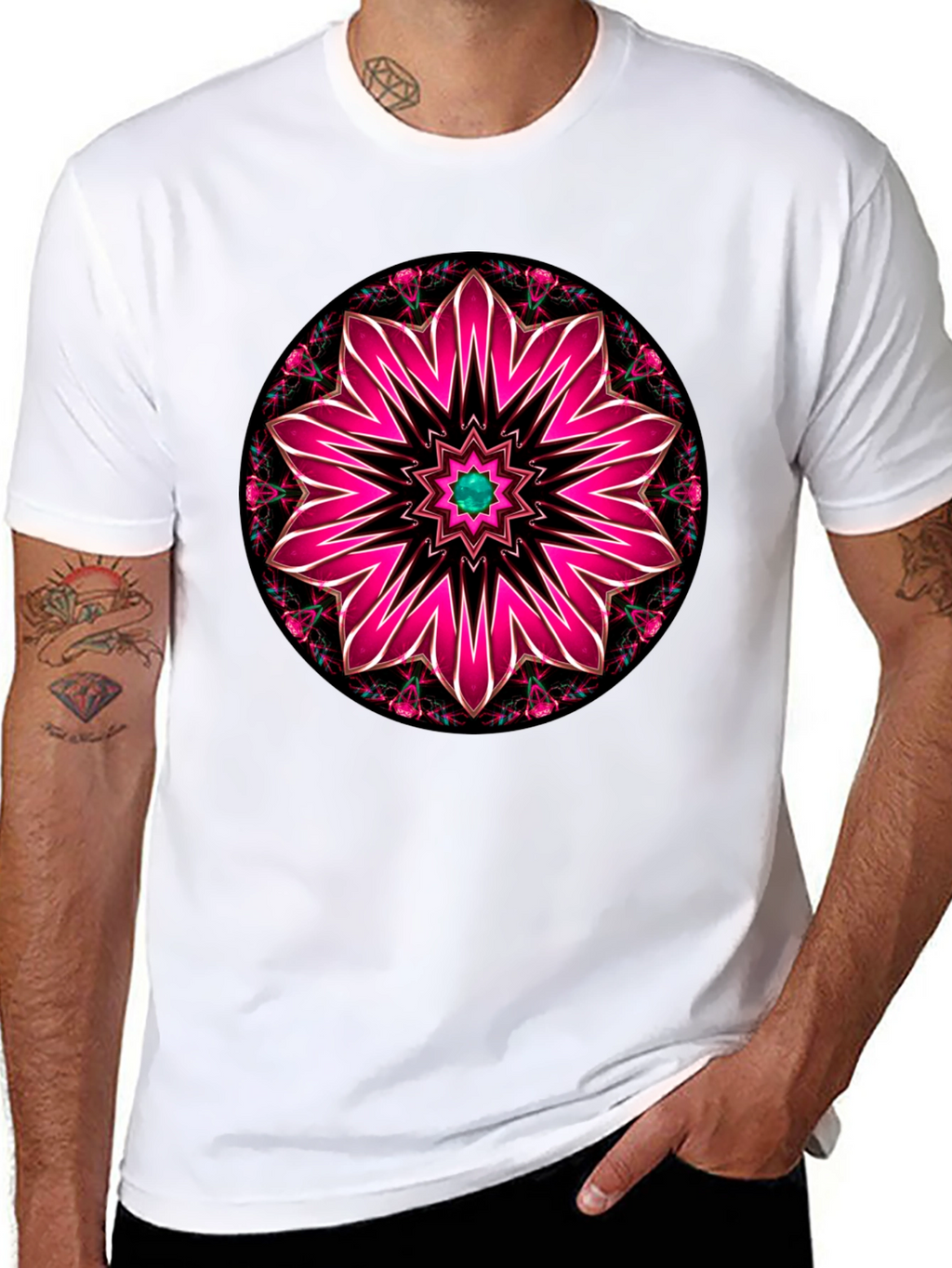 Floral Mandala Graphic Tee - Black