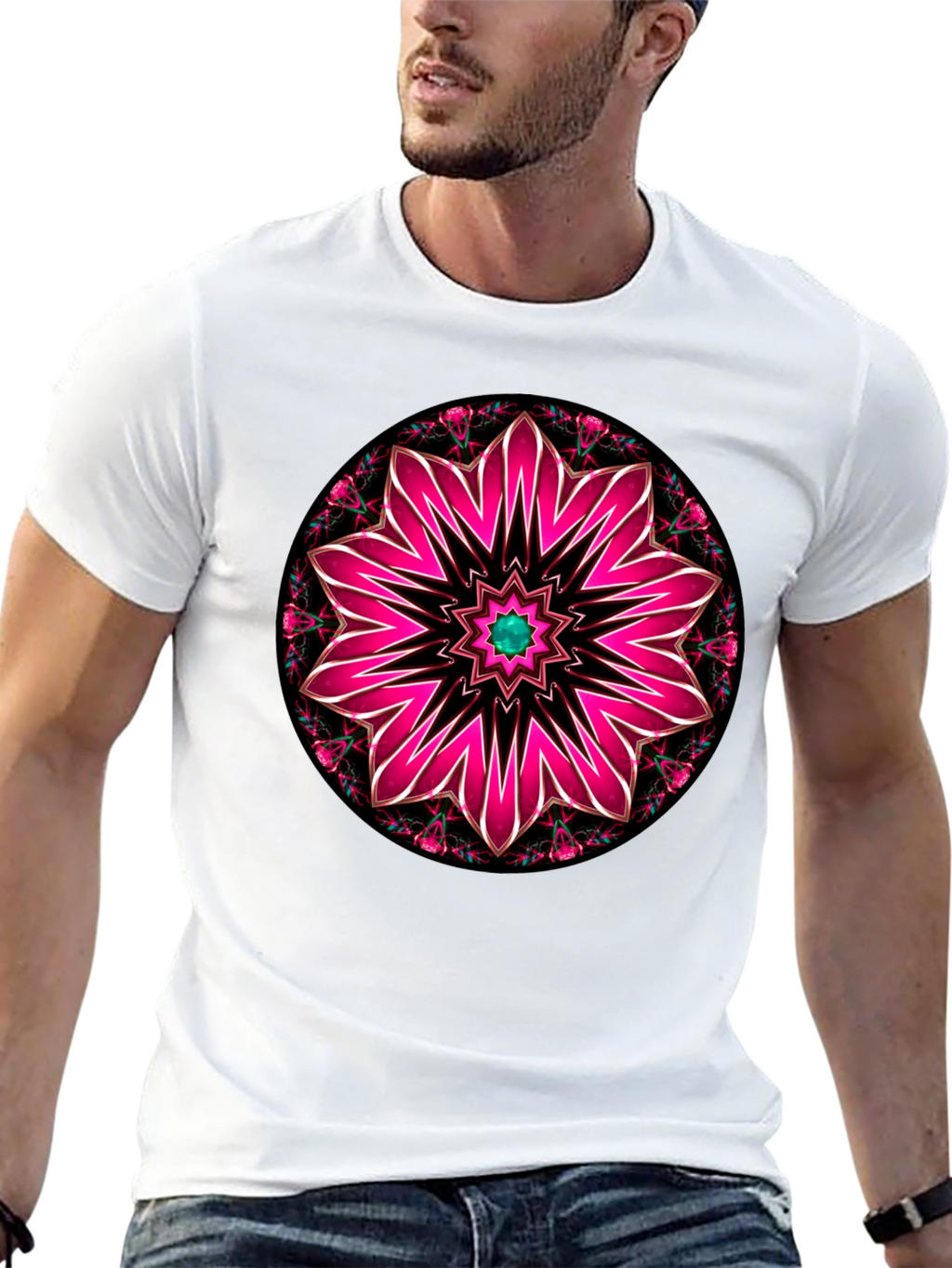 Floral Mandala Graphic Tee - Black