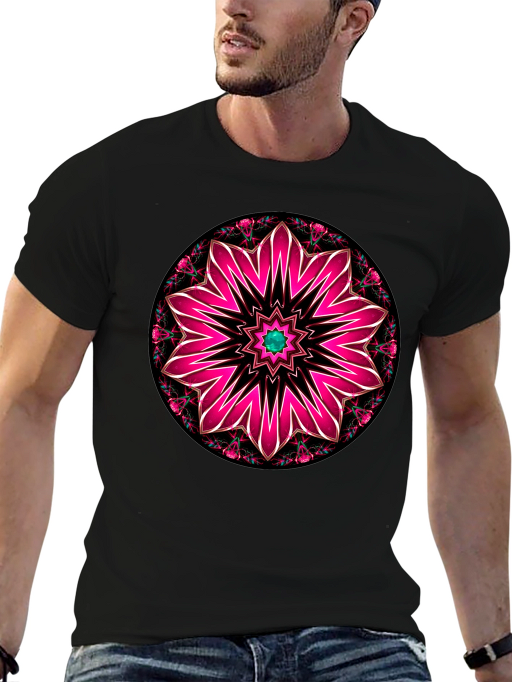 Floral Mandala Graphic Tee - Black