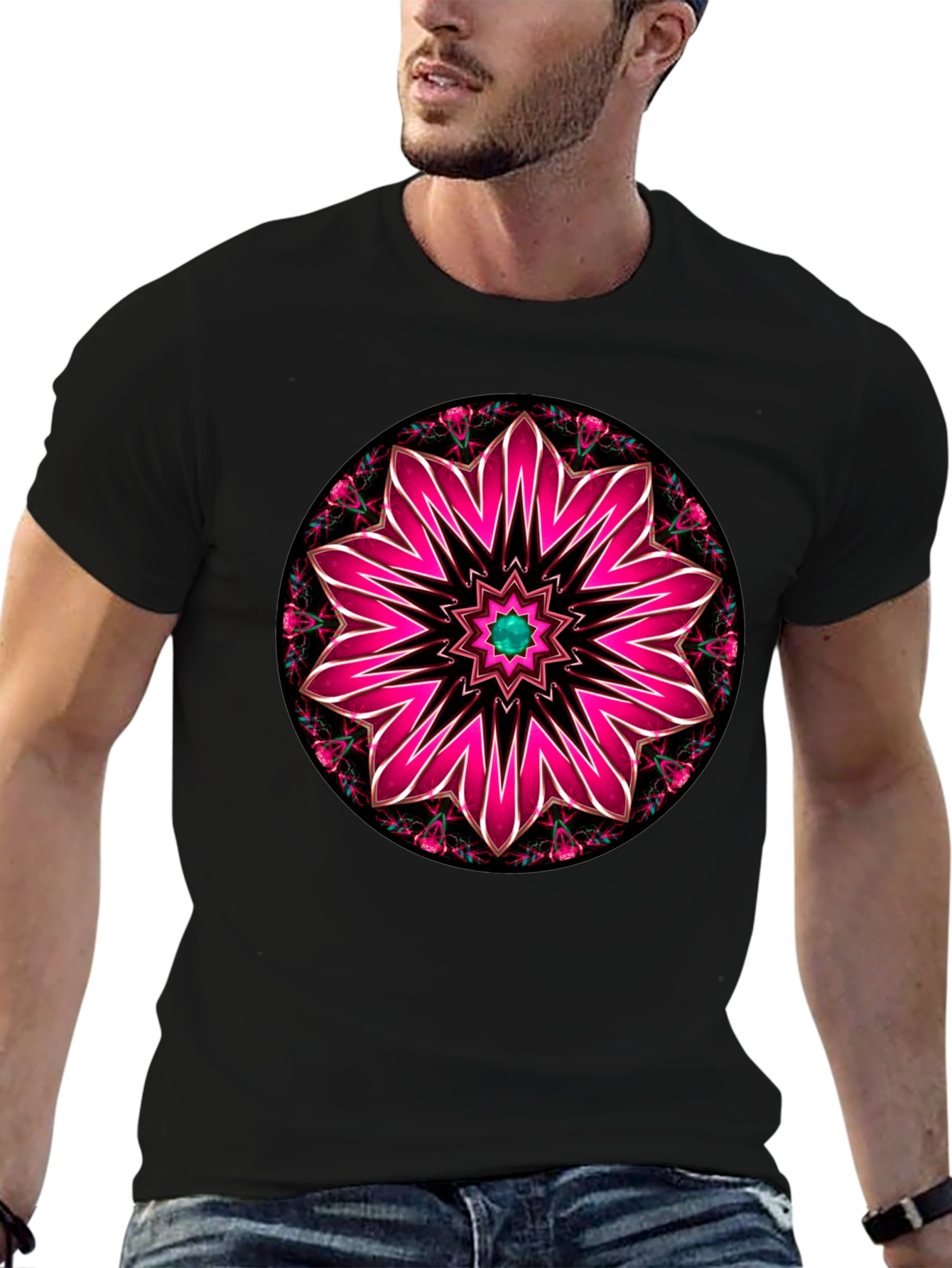 Floral Mandala Graphic Tee - Black