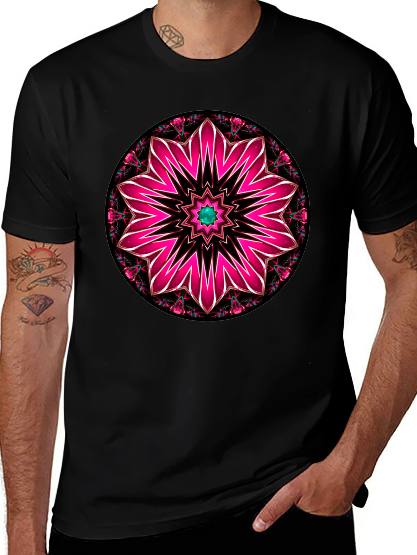 Floral Mandala Graphic Tee - Black