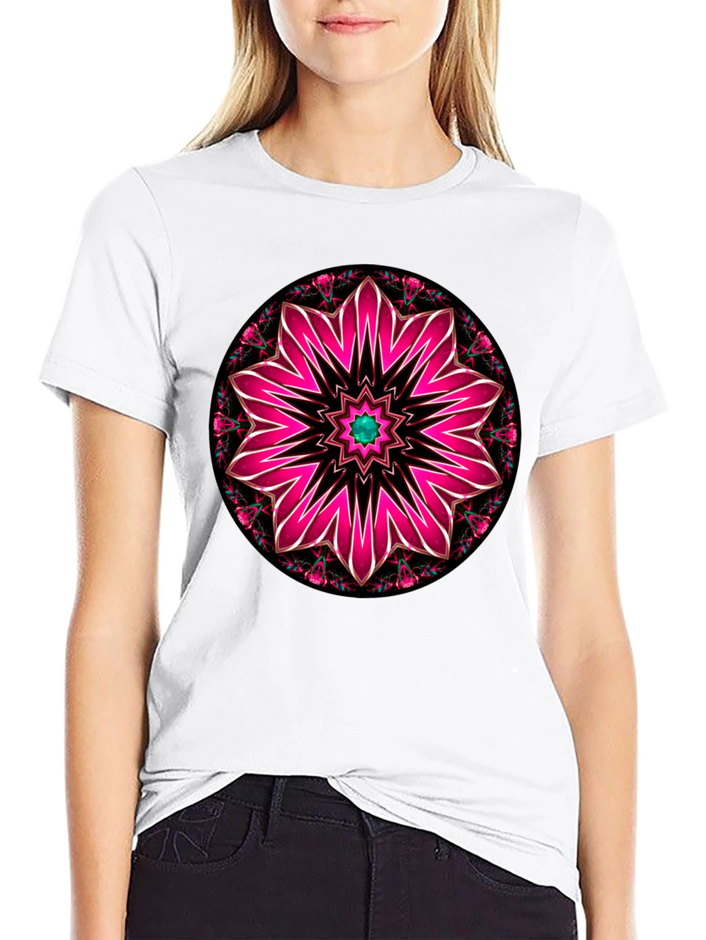 Floral Mandala Graphic Tee - Black
