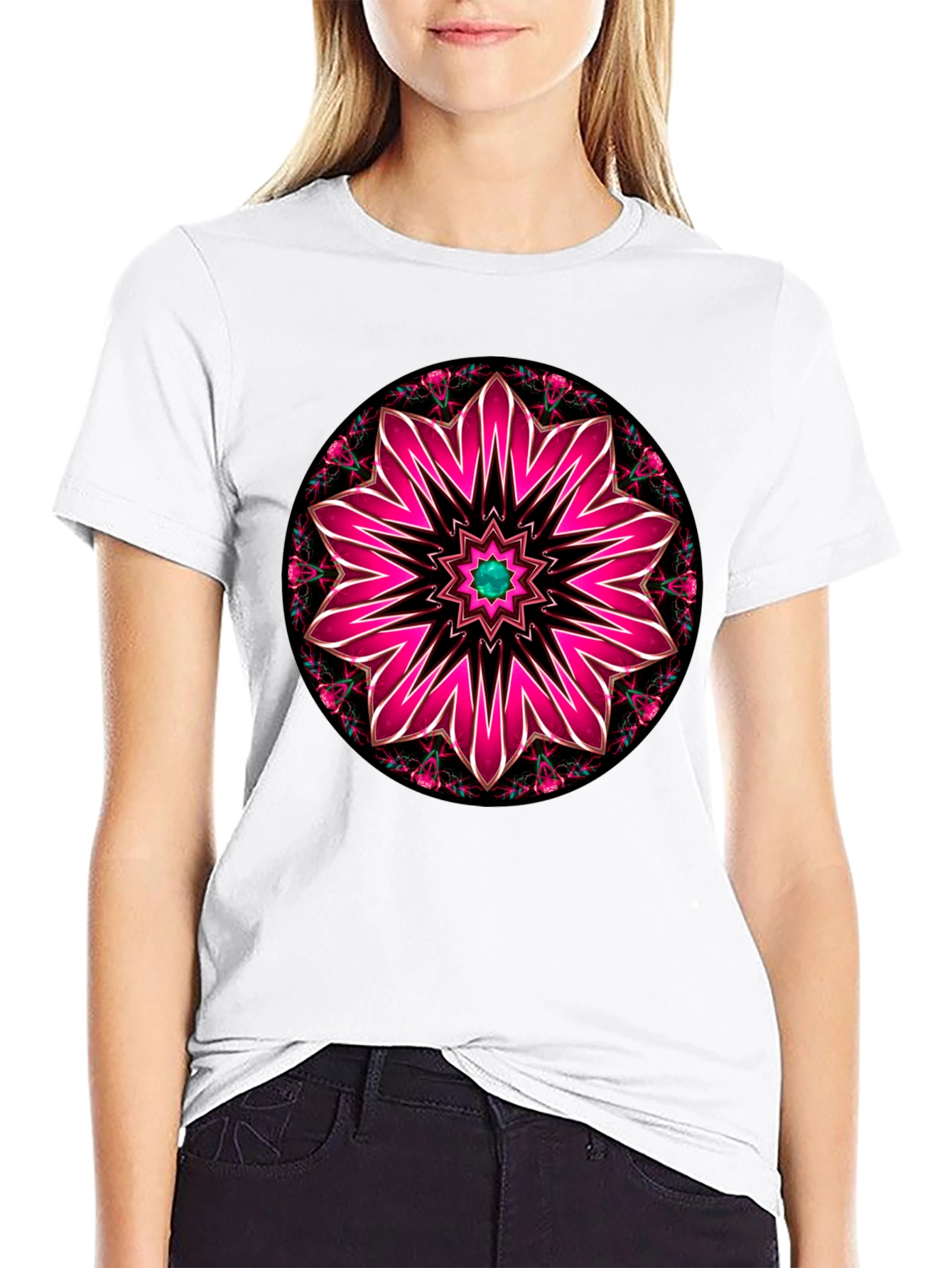 Floral Mandala Graphic Tee - Black