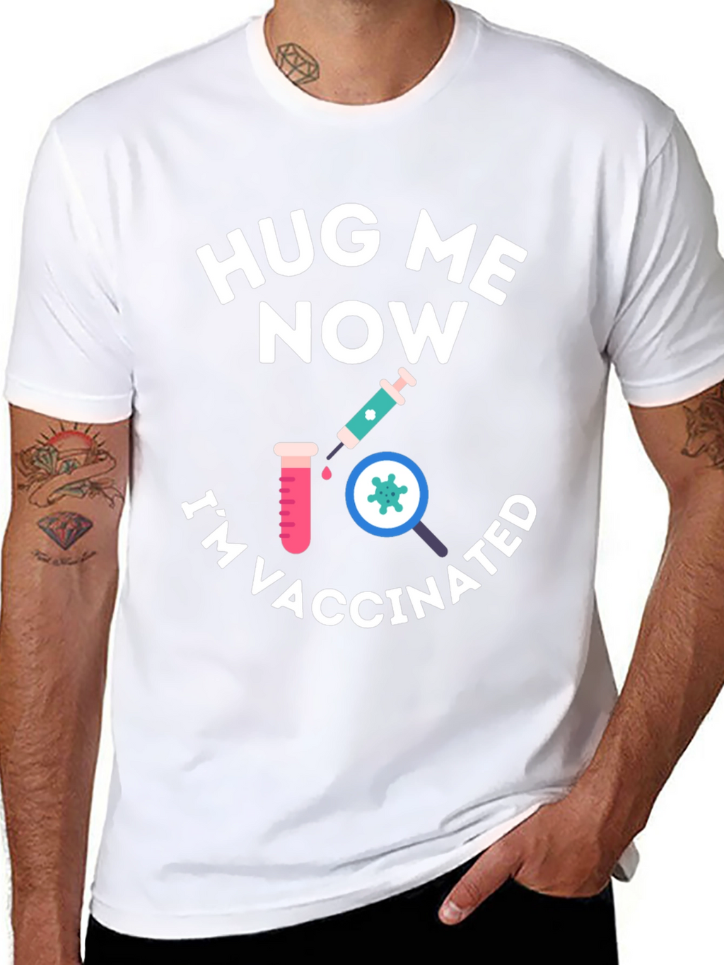 Hug Me Now Im Vaccinated Black T-Shirt