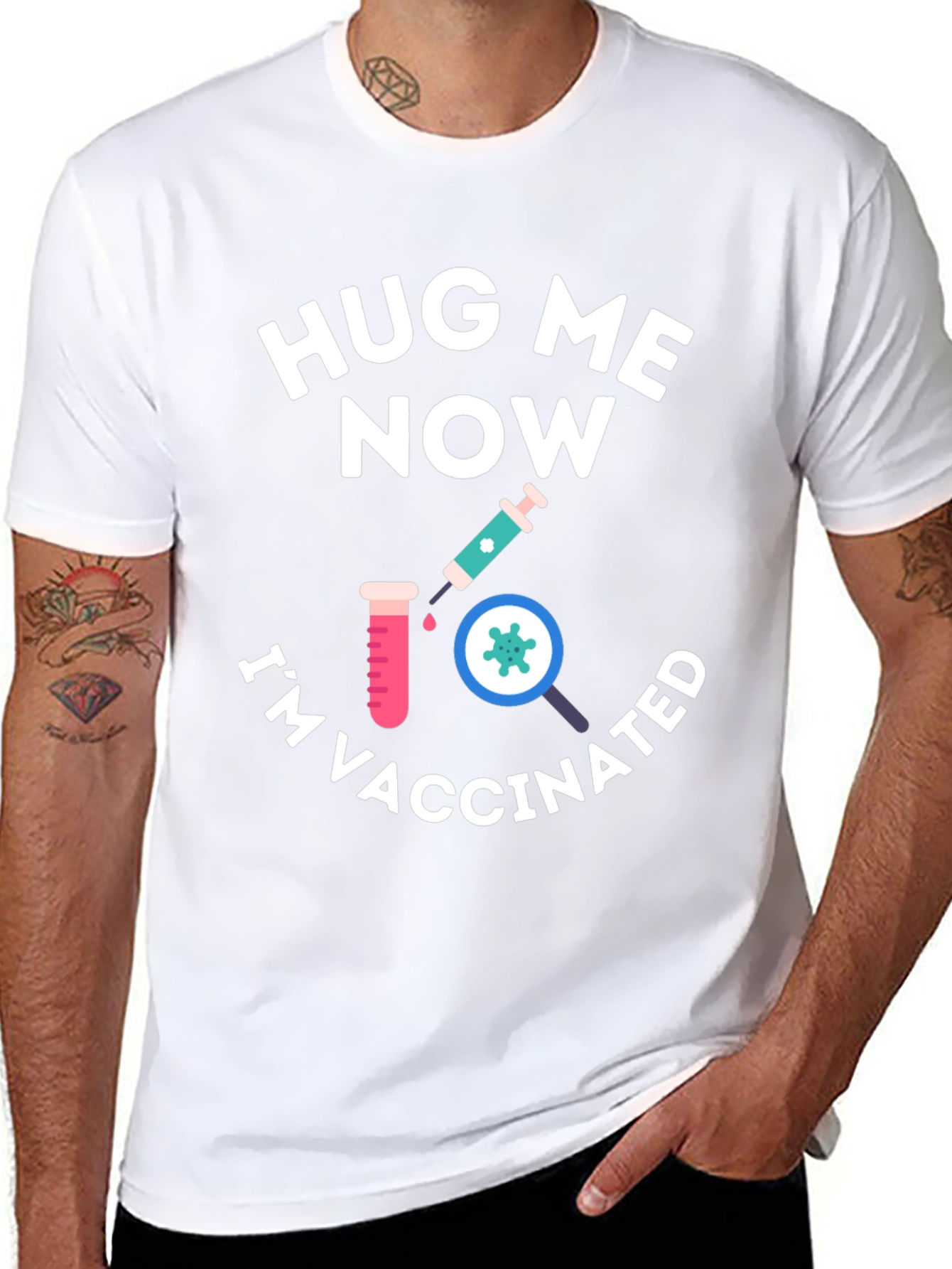 Hug Me Now Im Vaccinated Black T-Shirt