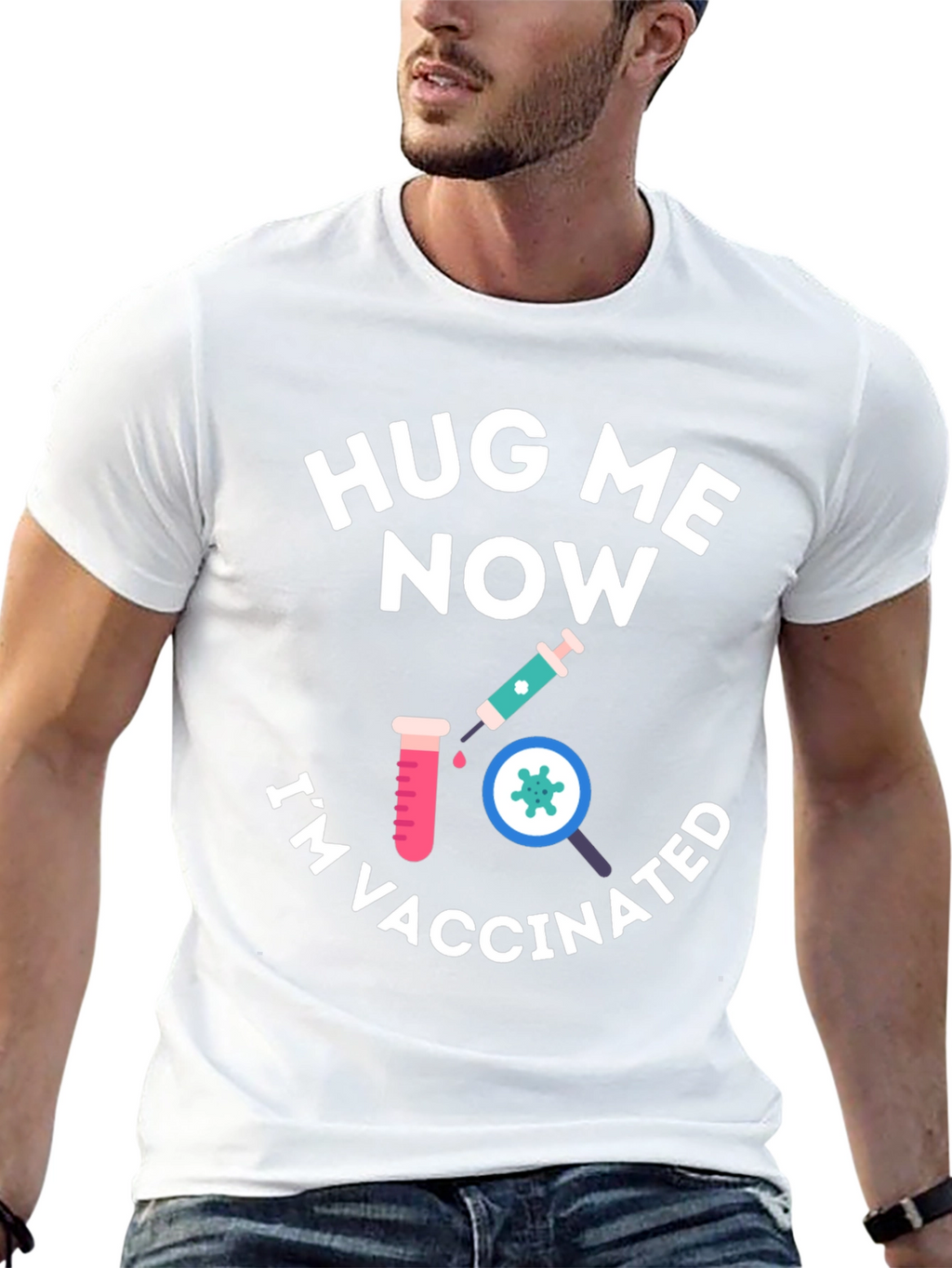 Hug Me Now Im Vaccinated Black T-Shirt