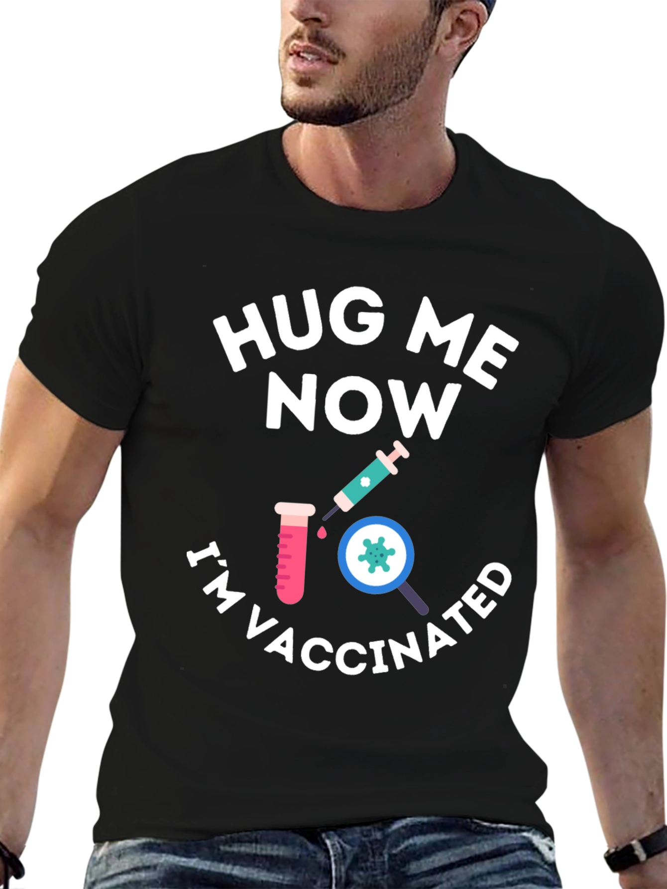 Hug Me Now Im Vaccinated Black T-Shirt