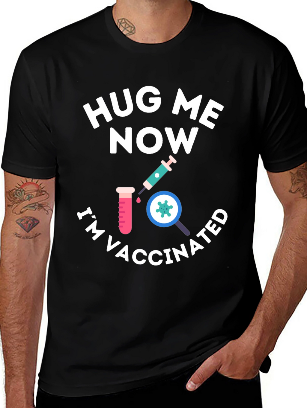 Hug Me Now Im Vaccinated Black T-Shirt