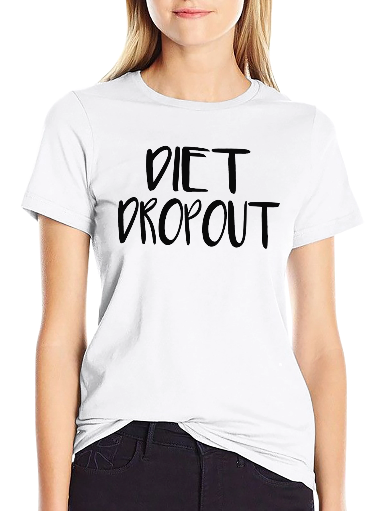 Diet Dropout Black Crew Neck T-Shirt