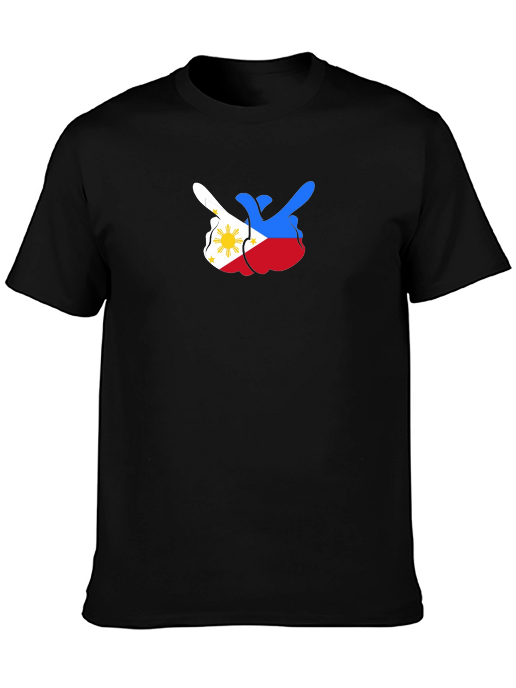 Philippines Flag Middle Finger Black Tee