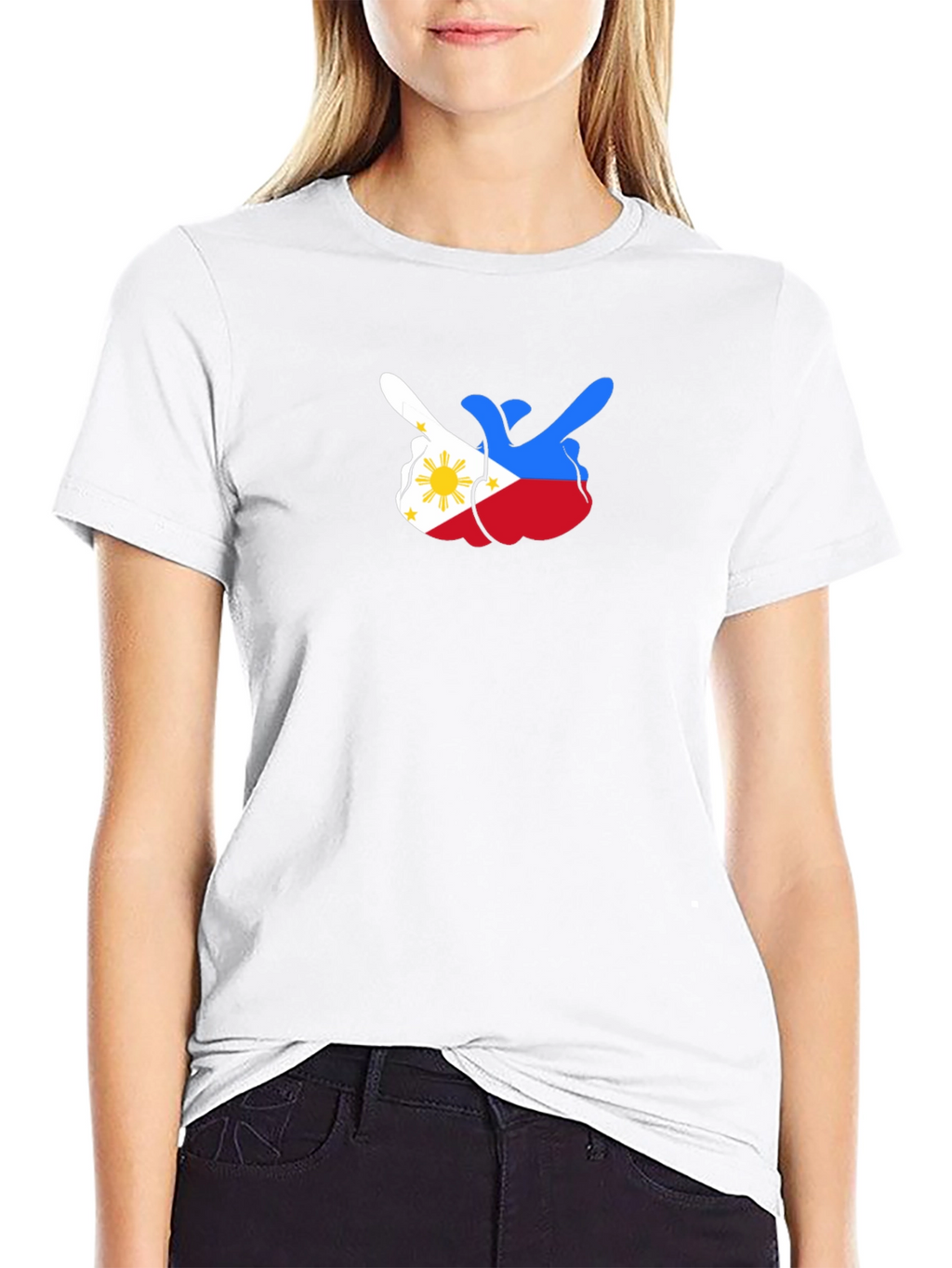 Philippines Flag Middle Finger Black Tee