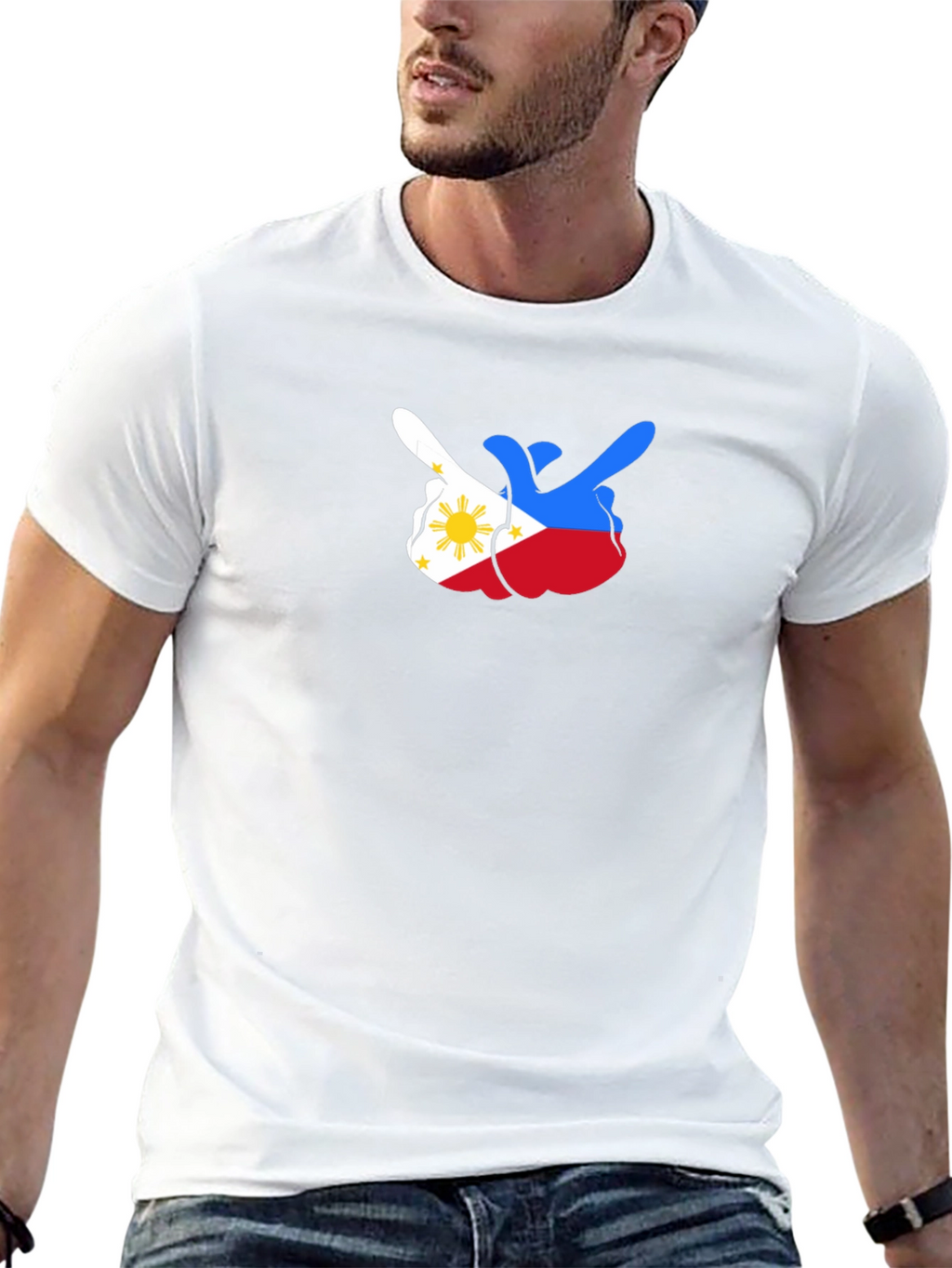 Philippines Flag Middle Finger Black Tee