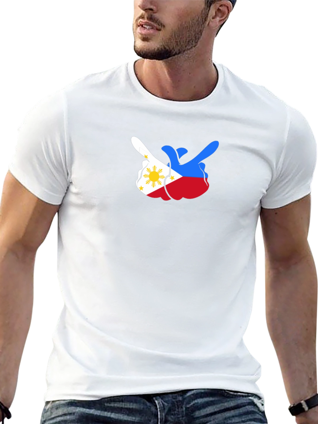 Philippines Flag Middle Finger Black Tee