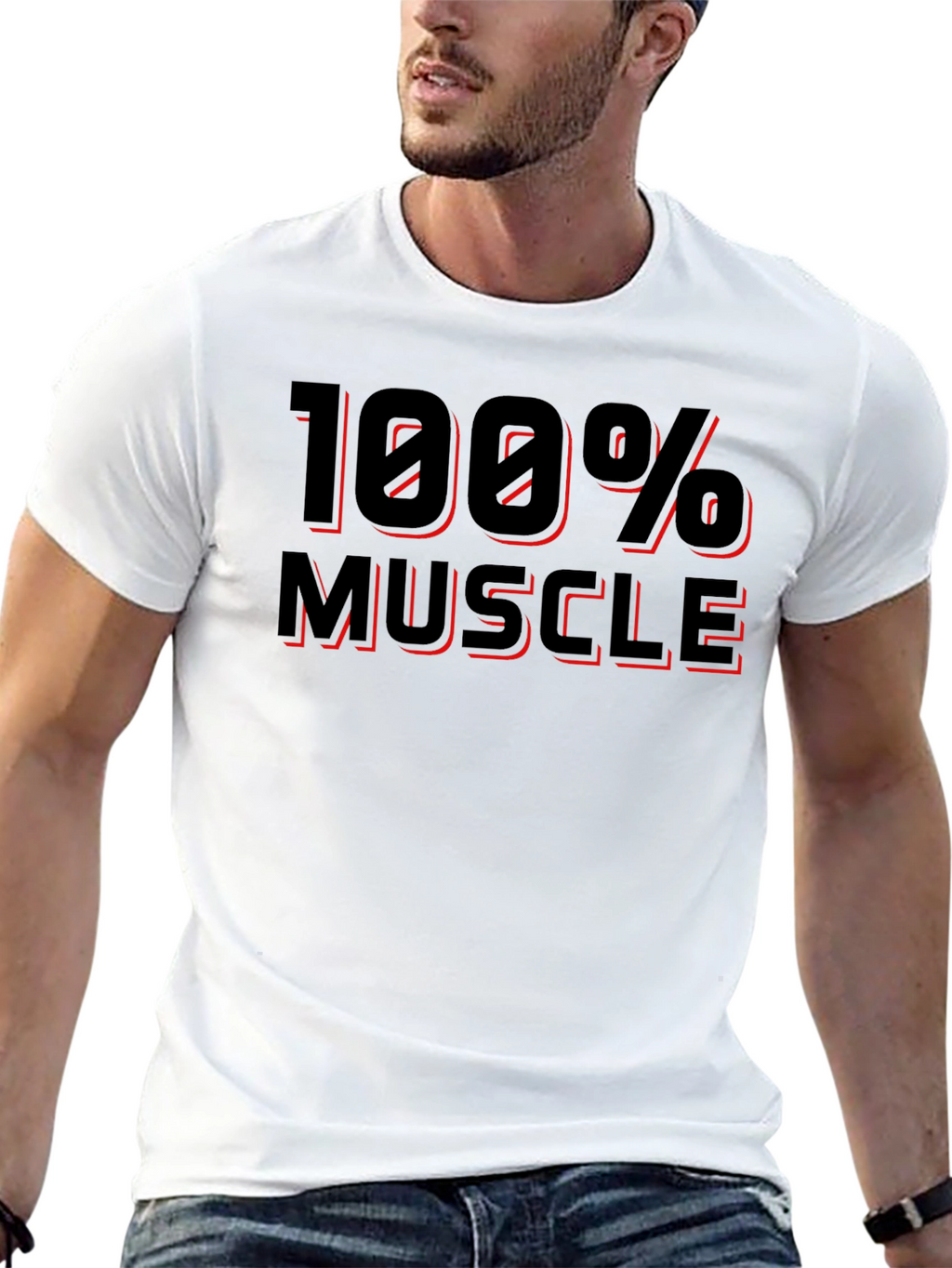 100% Muscle Black Graphic T-Shirt