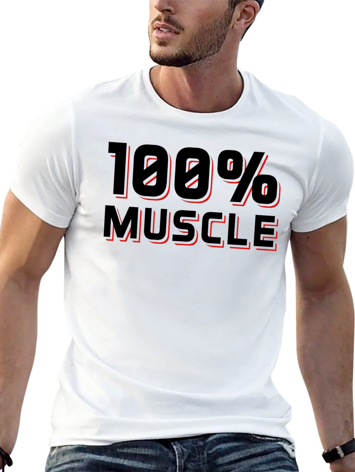 100% Muscle Black Graphic T-Shirt