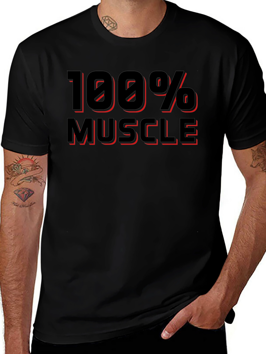 100% Muscle Black Graphic T-Shirt