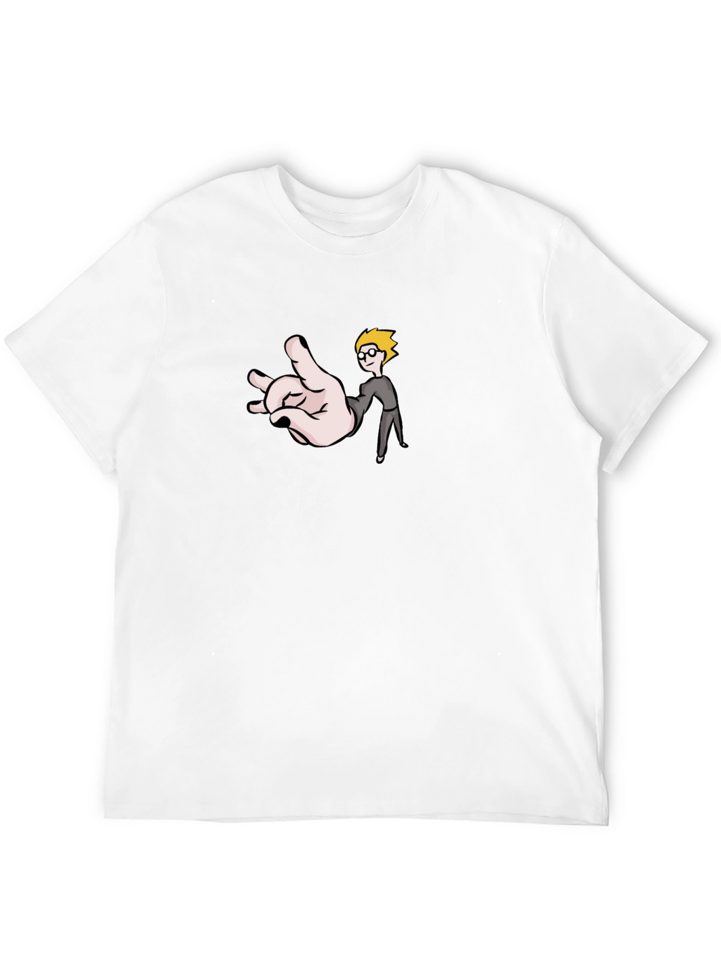 Funny Hand & Guy Graphic T-Shirt - Black