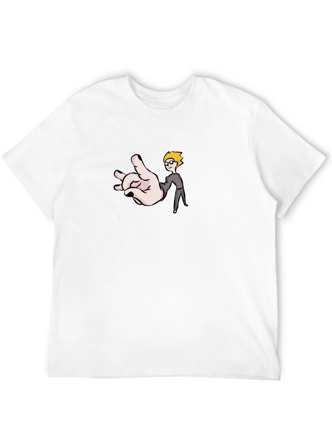 Funny Hand & Guy Graphic T-Shirt - Black
