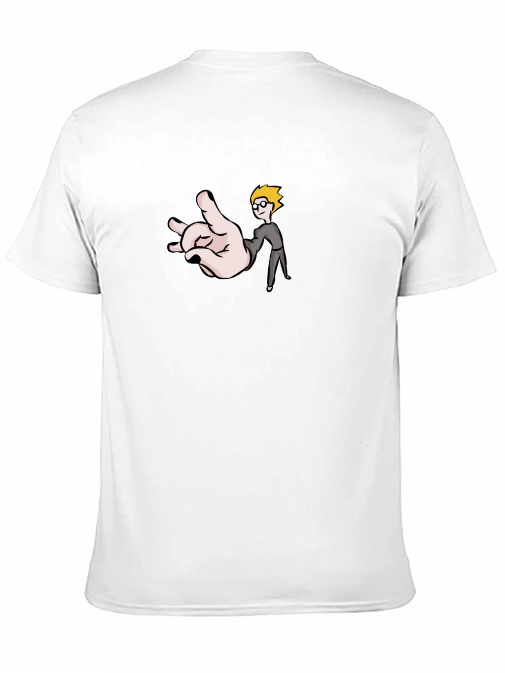 Funny Hand & Guy Graphic T-Shirt - Black