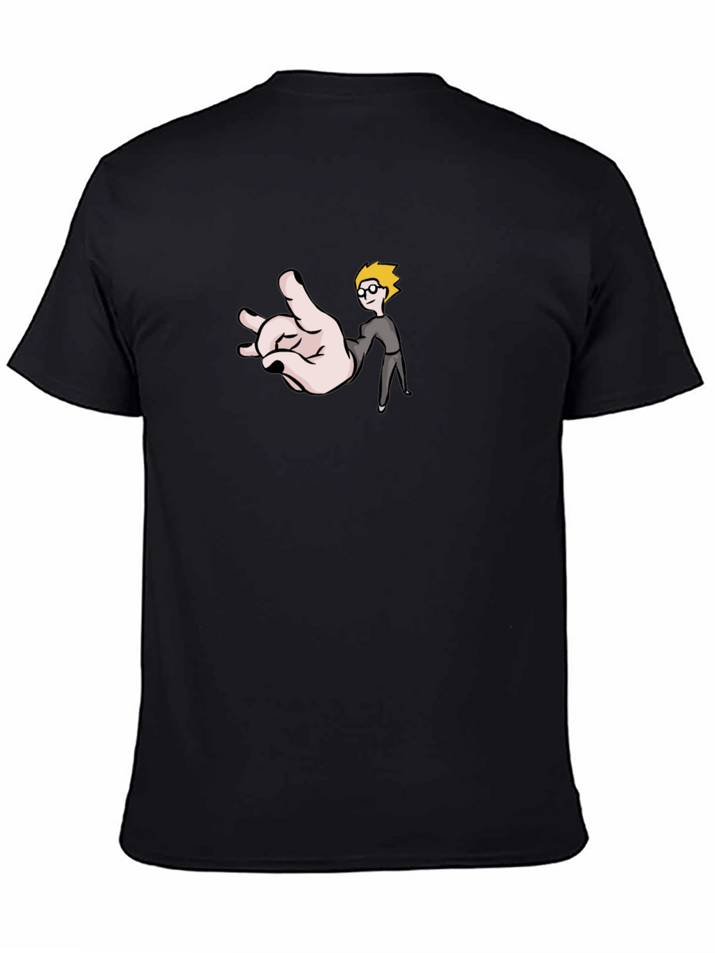 Funny Hand & Guy Graphic T-Shirt - Black