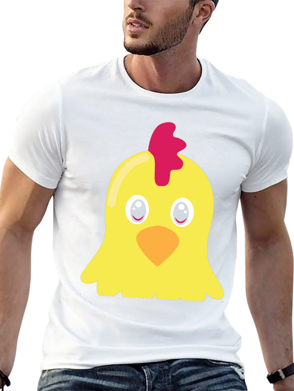 Cute Chicken Graphic T-Shirt - Black Short Sleeve