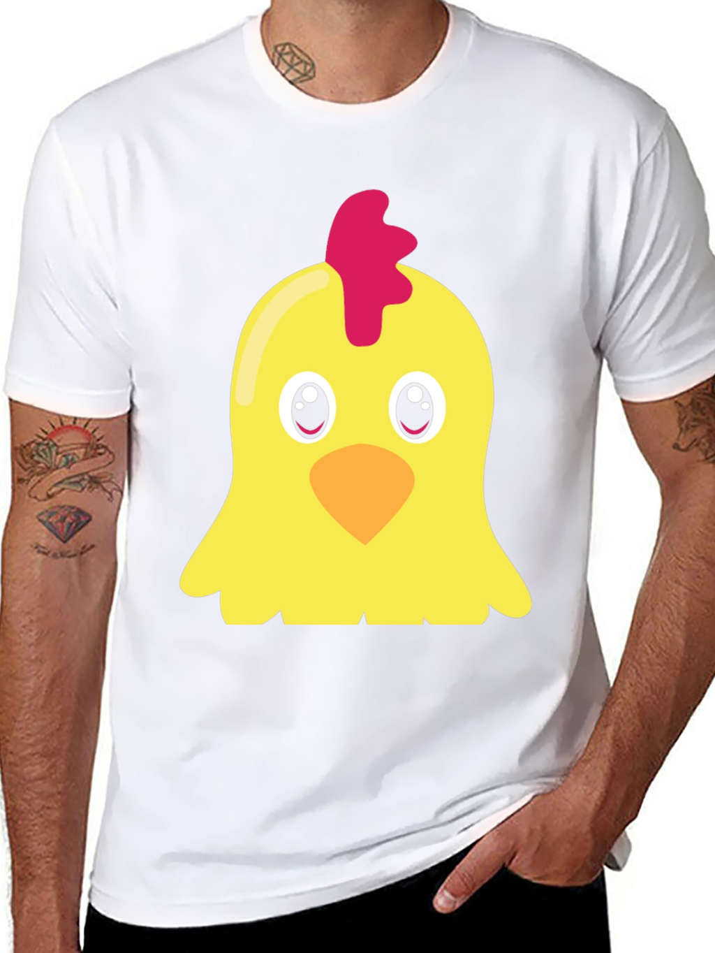 Cute Chicken Graphic T-Shirt - Black Short Sleeve