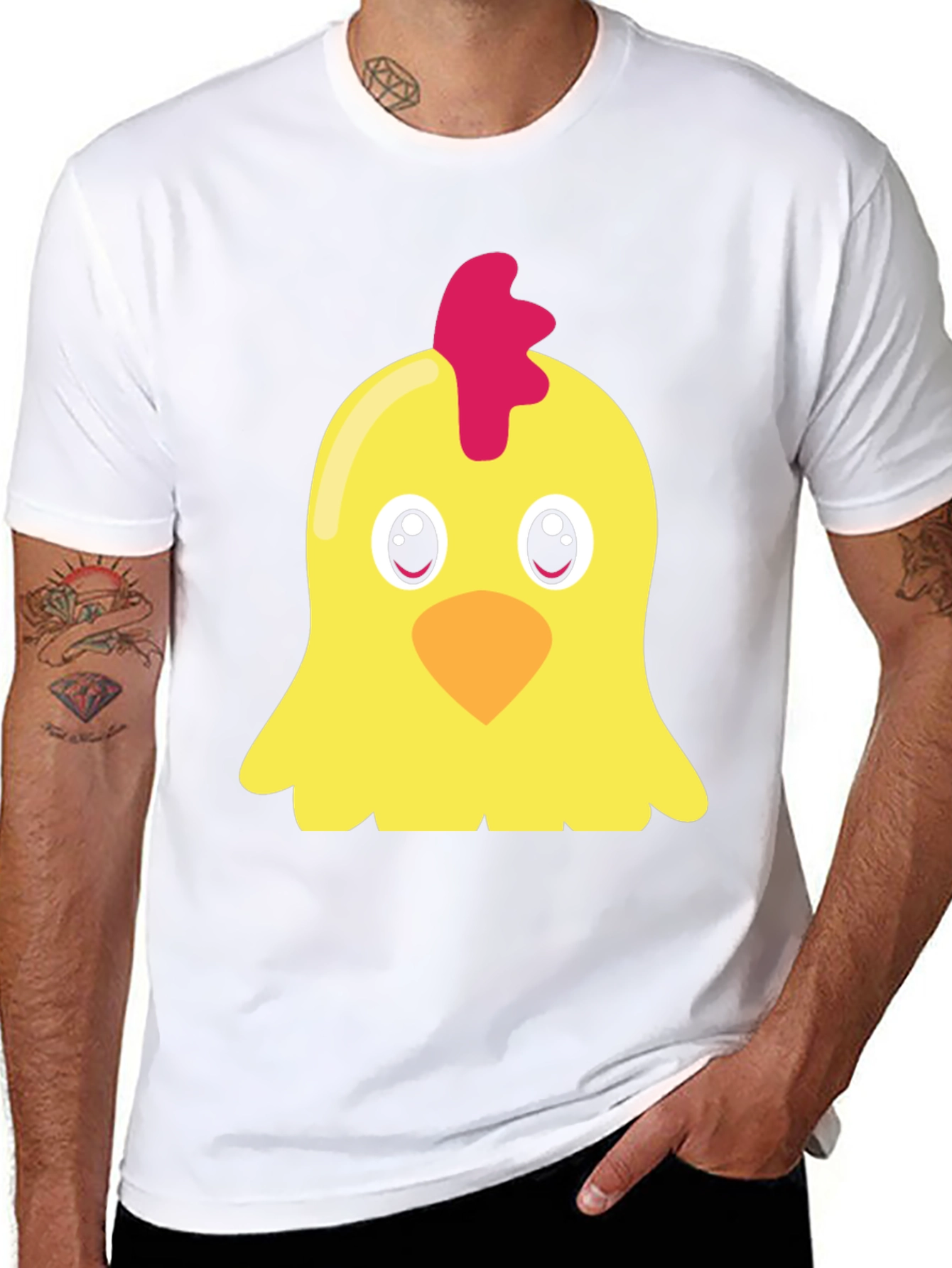 Cute Chicken Graphic T-Shirt - Black Short Sleeve