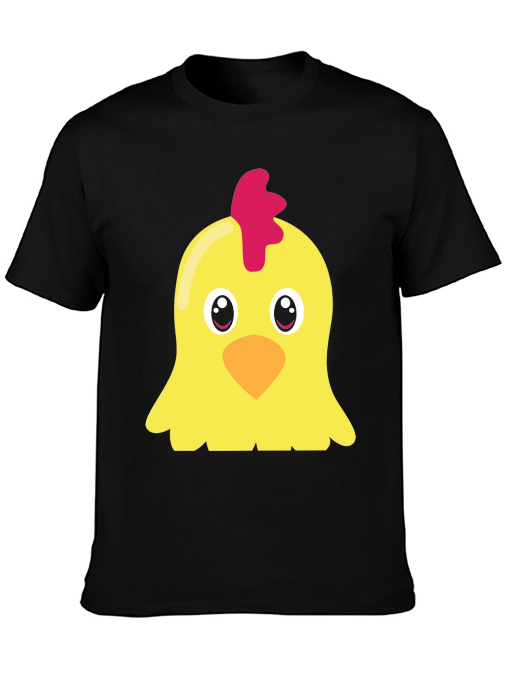 Cute Chicken Graphic T-Shirt - Black Short Sleeve