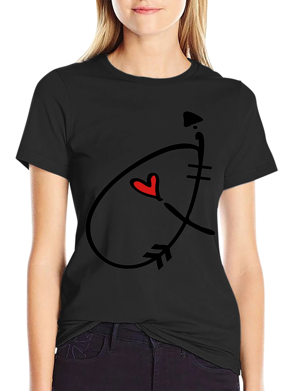 Arrow Heart Graphic Black T-Shirt